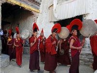 Monks performing during Tiji Festival in Lo